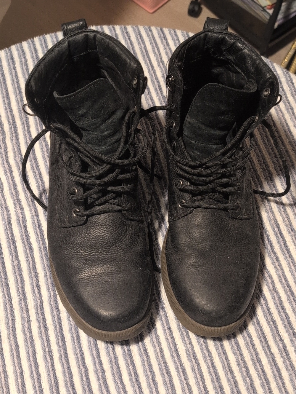 Sorel Black Leather All Weather Lace-Up Ankle Boots